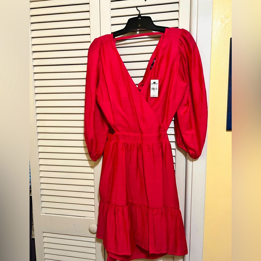 Express dark pink open back dress